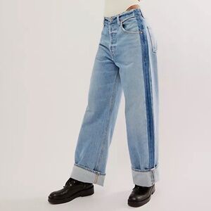 CITIZENS OF HUMANITY + NET SUSTAIN Ayla Baggy Tuxedo high-rise wide-leg two-tone